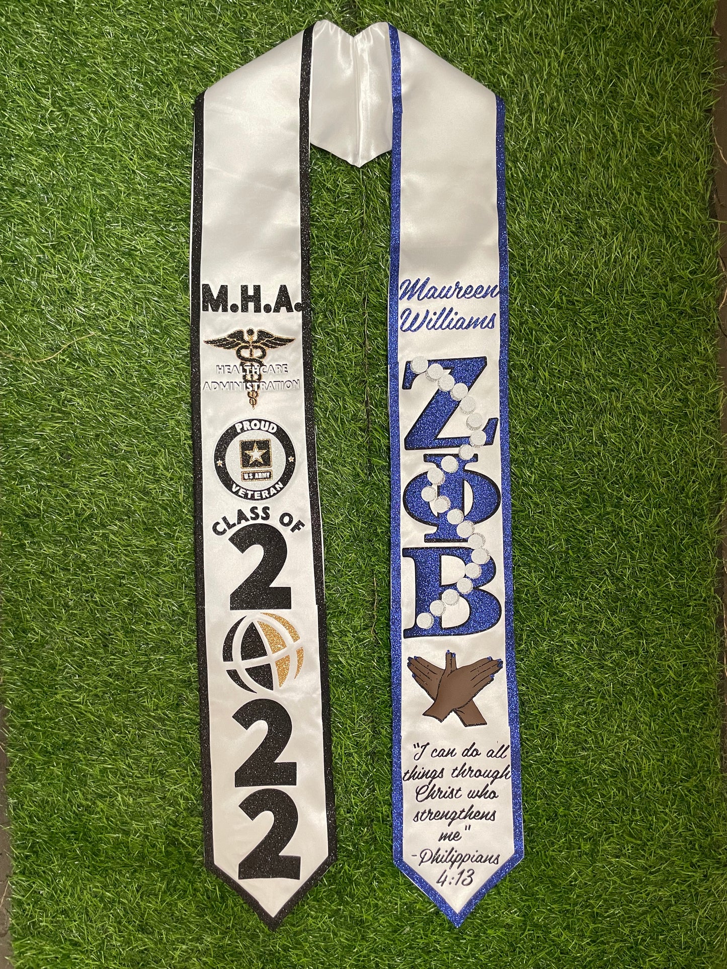 Custom Graduation Stole w/ Glitter Trim