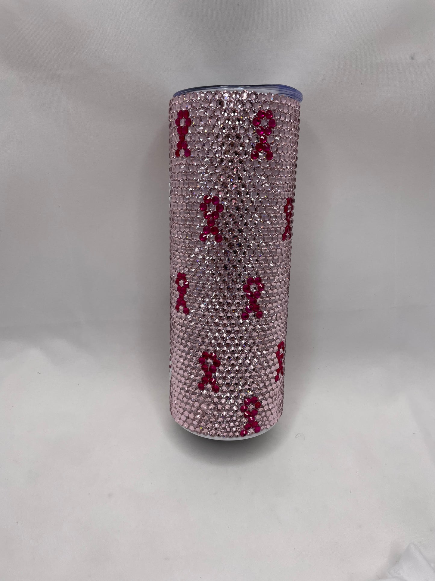 Rhinestone Breast Cancer Awareness Themed Tumbler