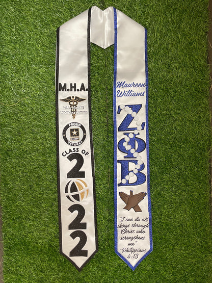 Custom Graduation Stole w/ Glitter Trim