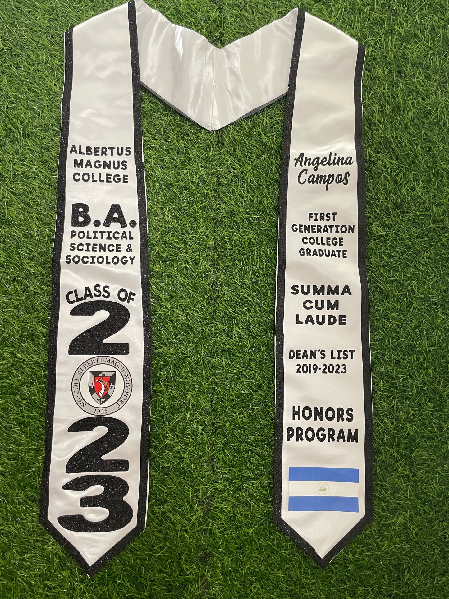 Custom Graduation Stole w/ Glitter Trim