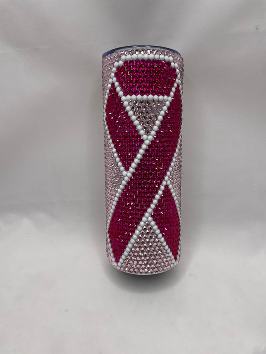 Rhinestone Breast Cancer Awareness Themed Tumbler