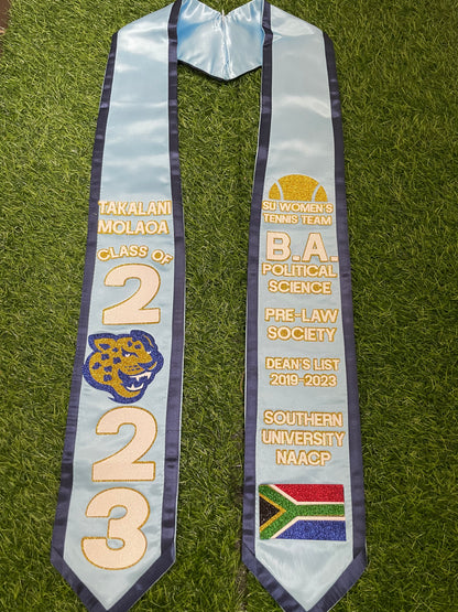 Custom Graduation Stole w/ Satin Trim