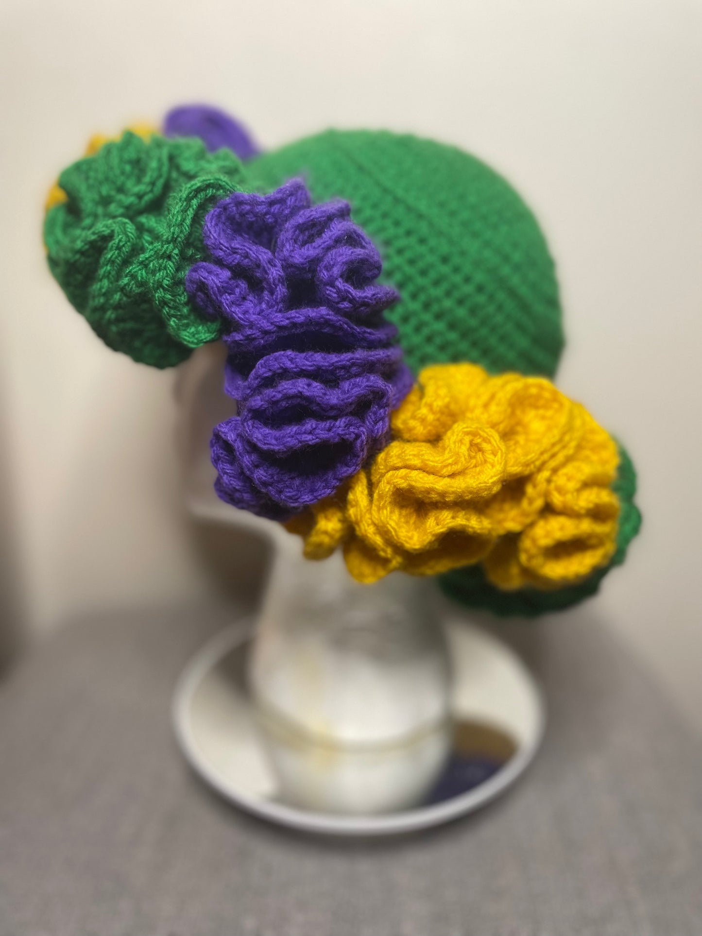 Mardi Gras Crochet Ruffles Hat
