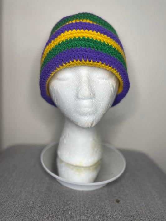 Mardi Gras 2 in 1 Crochet Ski Mask & Hat