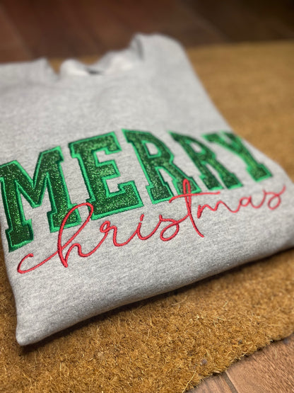Embroidered Merry Christmas Sweatshirt