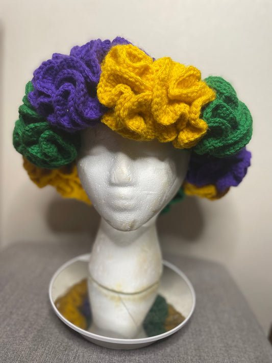 Mardi Gras Crochet Ruffles Hat