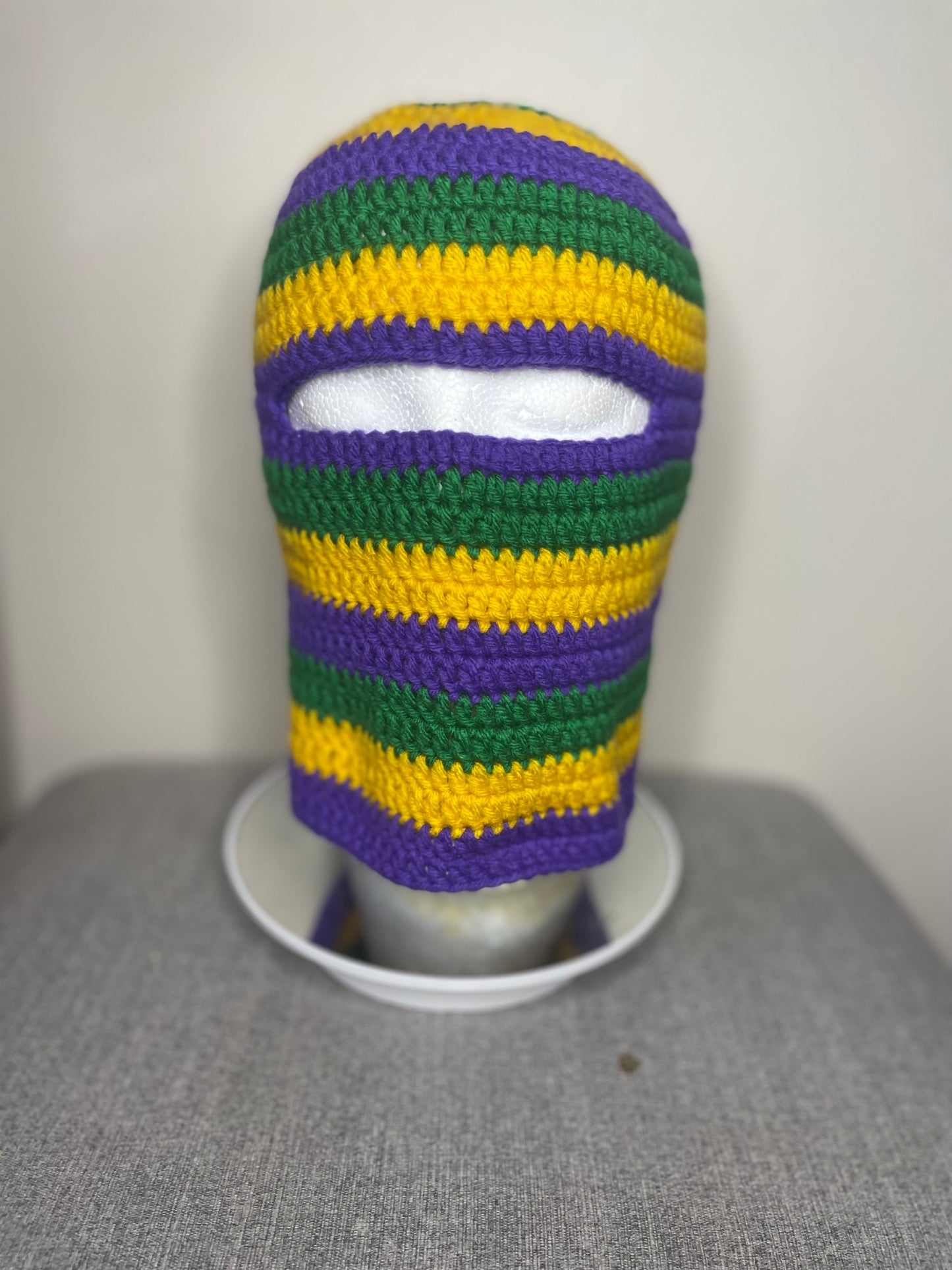 Mardi Gras 2 in 1 Crochet Ski Mask & Hat