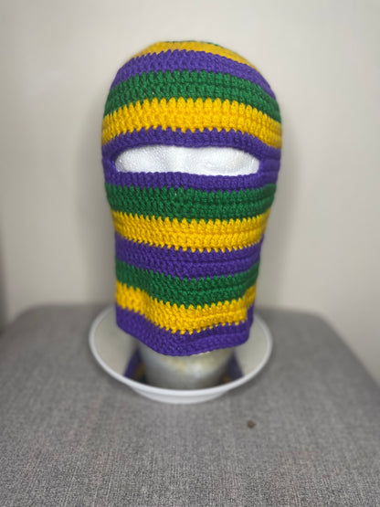 Mardi Gras 2 in 1 Crochet Ski Mask & Hat
