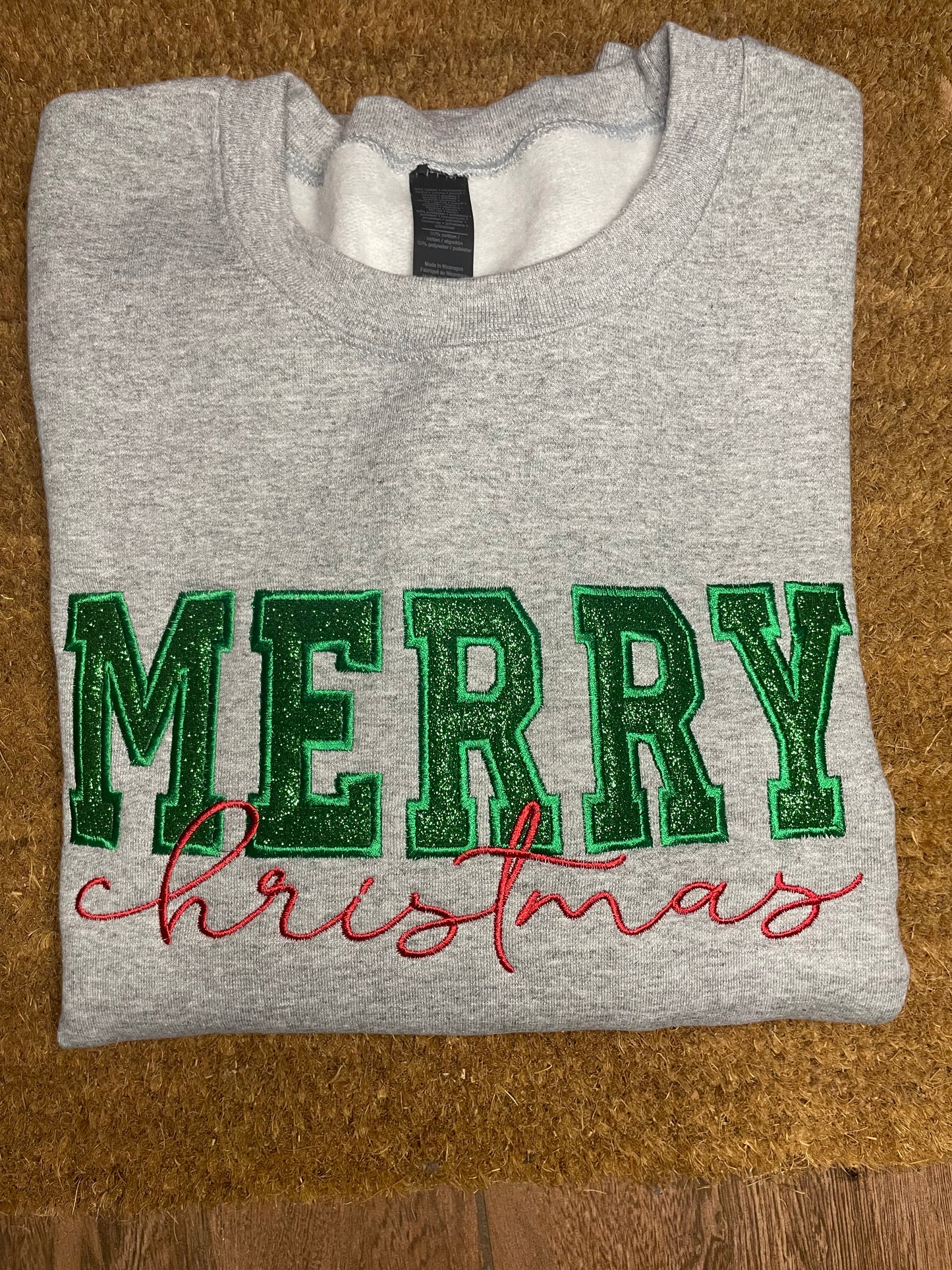 Embroidered Merry Christmas Sweatshirt
