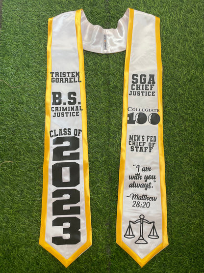 Custom Graduation Stole w/ Satin Trim