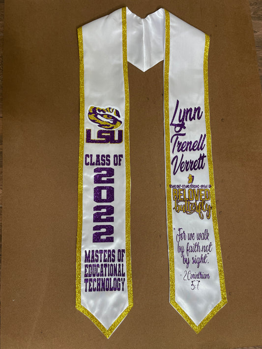Custom Graduation Stole w/ Glitter Trim